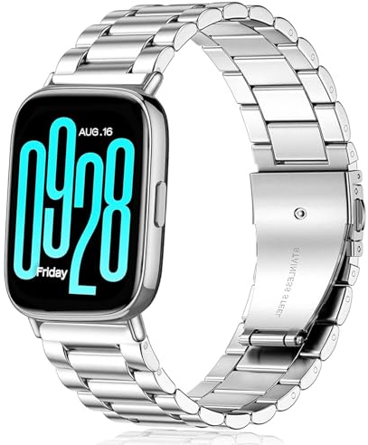 Issinlky Metallarmband för Redmi Watch 5 Lite/5 Active, 22MM armband i rostfritt stål för Xiaomi Redmi Watch 5 Lite/5 Active
