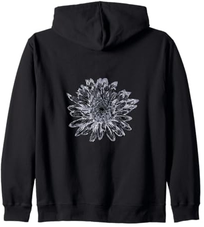 Fleur de dahlia noire et grise Sweat à Capuche