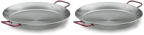 LACOR 63637 Steel PRO 63637-Padella per Paella in Acciaio, 36 cm, ghisa, Nero (Confezione da 2)
