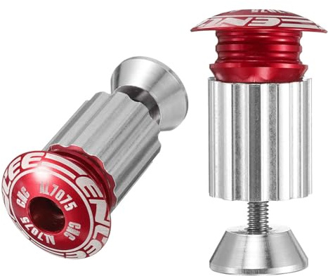 HARFINGTON Bike Handlebar End Plugs Aluminum Bar End Caps 18-20mm Adjustment Expanding Locking with Screw for MTB Road BMX Fixed Gear Bike, Red
