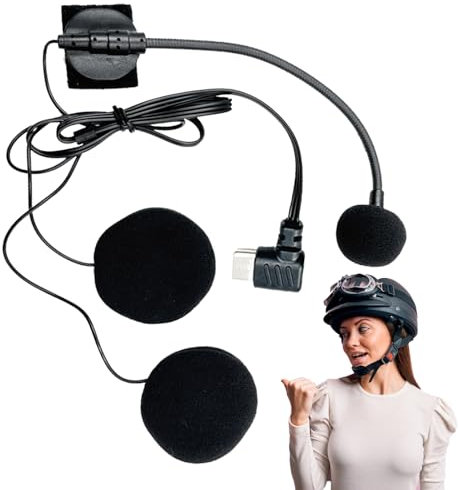 Oldmoom Microfono E Altoparlante Integrato per Casco | Microfono da Motociclo Impermeabile,Cuffie Antirumore Ad Alta Definizione Impermeabili Con Tipo-C Per Interviste E Vlogging Con Mezza Visiera