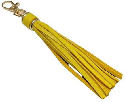 Uqezagpa Handgefertigter Quasten-Schlüsselanhänger, Taschenanhänger, stilvoller PU-Leder-Quasten-Schlüsselanhänger mit Metallringen für sicheren Halt