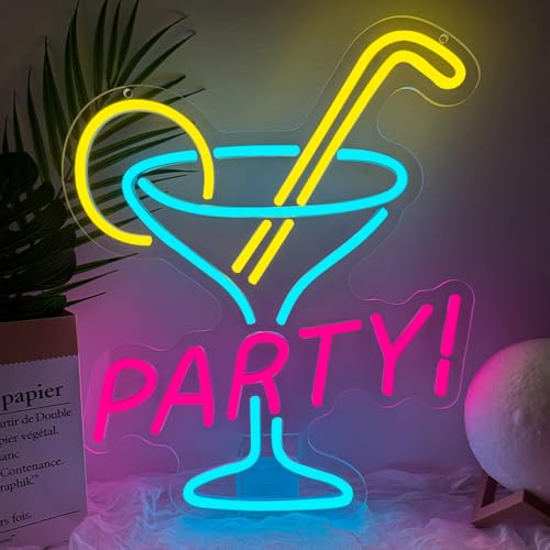Cocktail Neon Schild Bar Party Led Schild Cocktail Kelch Neonlicht für Wand Leuchtreklame USB für Bar Home Hotel Café Pub Nachtclub Party Deko
