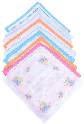 BESPORTBLE 10pezzi Fazzoletto in Cotone Stampato Piccolo Floreale Fatti Mano Asciugamani Riutilizzabili Per Donna e Uomo Morbidi e Traspiranti Per Uso Quotidiano e Casa