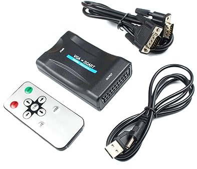 Tofficu Vga zu Scart Vga Adapter für Tv Video Converter für Ntsc Pal Kompakt Tragbar Kein Treiber Erforderlich für Spiele