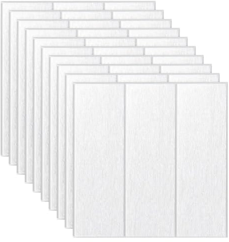 Ayuduots Lot de 10 Autocollants muraux carrés en Grain de Bois 35 x 35 cm, Panneaux muraux 3D Auto-adhésifs et imperméables pour la décoration de la Maison