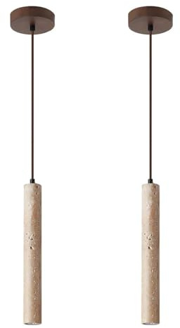 DLGLOLIN Lote de 2 Lámpara Colgante de Travertino Amarillo Natural, Suspensión, Luminaria Retro, G9, Luz Blanca, Lustre de Piedra Creativa, Plafón para Salón, Cocina