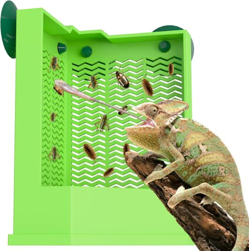 Comedero para dragones barbudos a prueba de erupciones con ventosas, comedero de esquina para reptiles, terrario para insectos, caja de alimento verde, camaleón, comedero para insectos, accesorio para