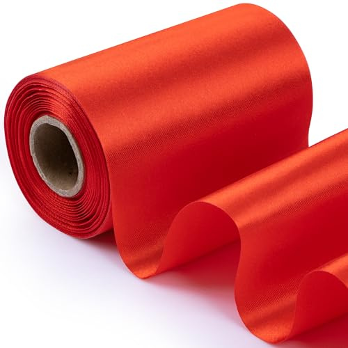 Foshird Geschenkband Breit 10cmx15m Satinband Rot Schleifenband Weihnachten Dekoband für Hochzeit Geburtstage Valentinstag Auto Öffnung