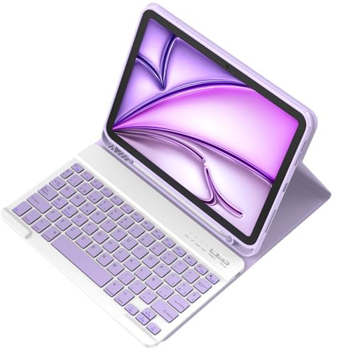 TQQ Funda con Teclado para iPad Air 11 Pulgadas M3 2025/M2 2024, iPad Air (4.ª, 5.ª, 6.ª) Pro 11 (1.ª a 4.ª Generación), Desmontable Bluetooth Teclado con Portalápices, QWERTY Español Ñ