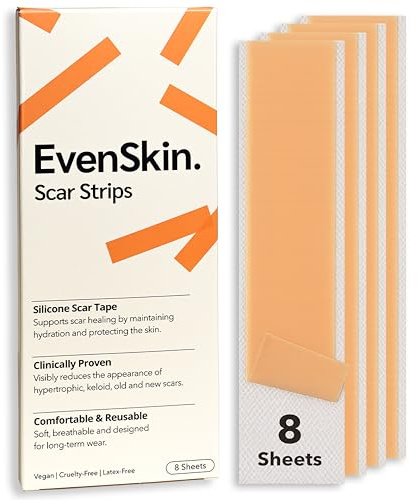 AUME Silicone Scar Tape – Premium Silicone Scar Sheets & Strips for Smoother-Looking Skin, Scar & Stretch Mark Appearance, Fine Lines & Texture – Face & Body Tape (8 Pack)