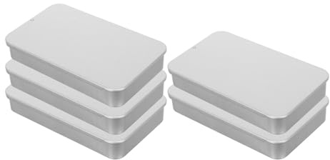 Homoyoyo Set 5 Scatole di Latta Rettangolari Argento per Profumo Solido, Contenitori Leggeri con Coperchio Scorrevole, per Uso Quotidiano e Viaggio