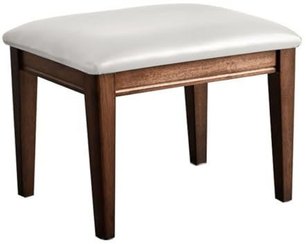 Ottomane aus Leder für Sofa, kleiner Make-up-Hocker für Wohnzimmer, Schlafzimmer, Küche, rechteckige Fußstütze mit Holzbeinen, stilvolle und vielseitige Heimdekoration