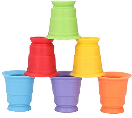 petjoyful Stapelbecher aus weichem Silikon, stapelbare Nestbecher, frühes Lernspielzeug, Bauspielzeug-Set für Babys ab 6 Monaten