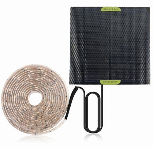 Ngbbby 16.4ft Solar Powered Grow Lights Strip with Solar Panel Full Spectrum, Heat Lamp for Outdoor Indoor Garden Greenhouse Supplies