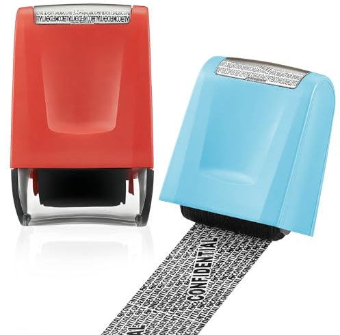 Identity Theft Protection Roller Stamp,Instant Privacy with Pattern Cover | Address blocker and confidential roller stamp set,2 stamps,refills each quickly hide personal data