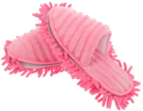 HEATSHAKING Zapatillas Mopa para Limpieza de Pisos Suela Desmontable de Chenilla Rosa, Cómodas y Fáciles de Limpiar para Uso en Interiores