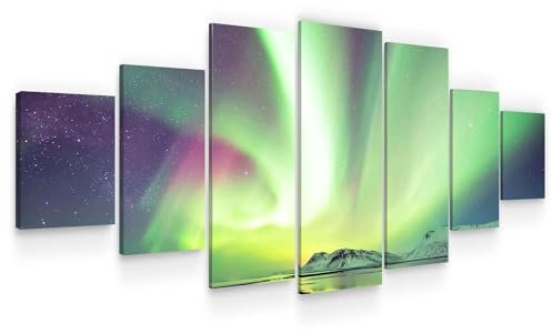 Startonight Leinwandbilder Großformatige Kunst Nordlicht, Doppelansicht Modernes Dekor Gerahmte Kunstwerk 100% Ursprünglich Fertig zum Aufhängen XXL 7 teile 100 x 240 CM