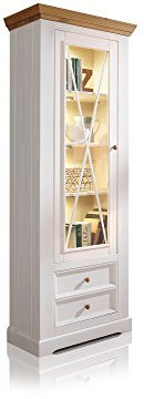 BORNHOLM Vitrine I, Material Massivholz, Kiefer weiss/eichefarbig