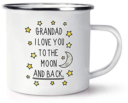 Großvater I Love You To The Moon And Back Retro Emaille Becher