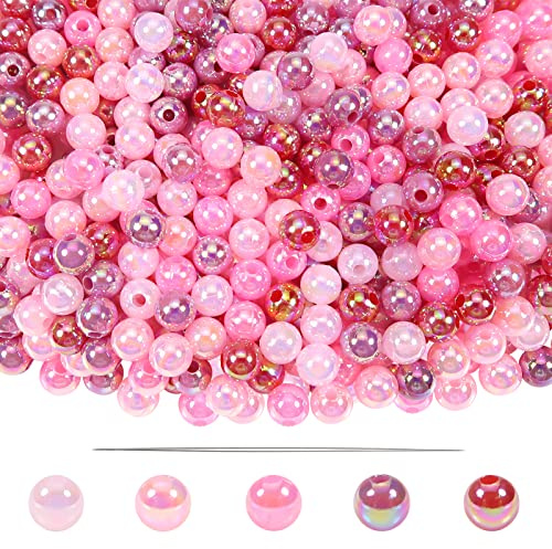TOAOB 1 000 st pärlor armband 6 mm pärlor för modesmycken serie röd | Akrylpärlor, dekorativa pärlor för armband halsband gör-det-själv armband hantverk smycken