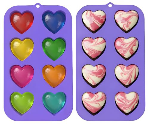 Bakerpan 2 Pack Heart Molds Silicone, Heart Shaped Cake Pans - Valentines Heart Molds for Baking