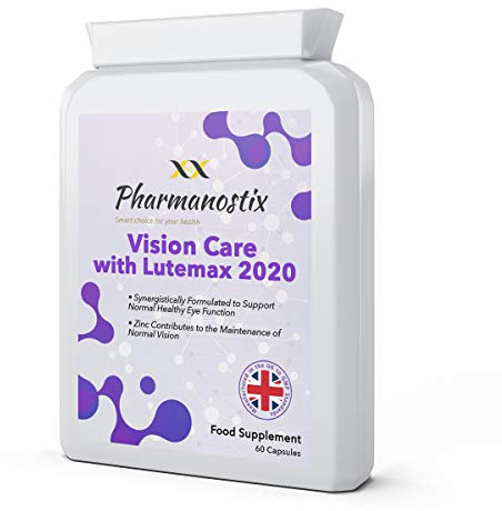 Vision Care with Lutemax 2020 60 Capsules - Lutein, Zeaxanthin, Bilberry and Pine Bark Along with an Essential Balance of Vitamins & Minerals Proven to Support Normal Eyes, Vision and Macular Health