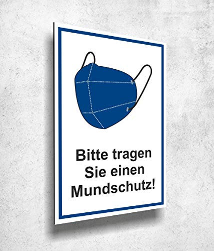 Aluverbund Schild 20x30cm Mundschutz tragen UV Druck - 3mm Stärke - Made in Germany Art.Nr.1003