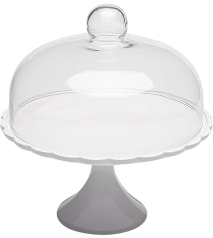 HEMOTON Cake Stand with Glass Dome White Porcelain Decorative Cake Stand Dessert Cupcake Pastry Candy Display Plate for Wedding Event Birthday Party 29. 2X25. 5X25. 5CM