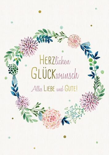 Hartung DIN A4 Grußkarte zum Geburtstag, Geburtstagskarte herzlichen Glückwunsch, Klappkarte im weißen Umschlag