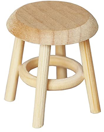 Sharplace Puppenhaus Holz Küche Esszimmer Möbel 1:12 Hocker für das Puppenhaus Puppenhausmöbel im Maßstab 1:12 Massivholzhocker Puppenhausdekoration