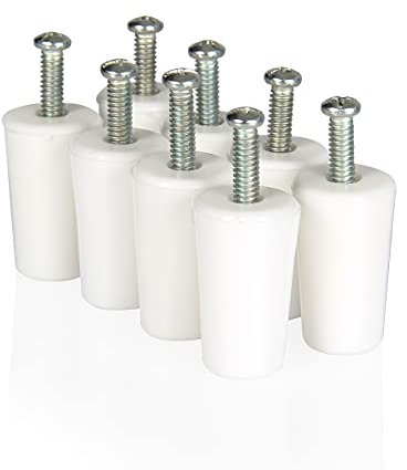 Fermi conici bianchi da 40 mm, per persiane e tende da sole, con rondella e vite, set di 8 pezzi.