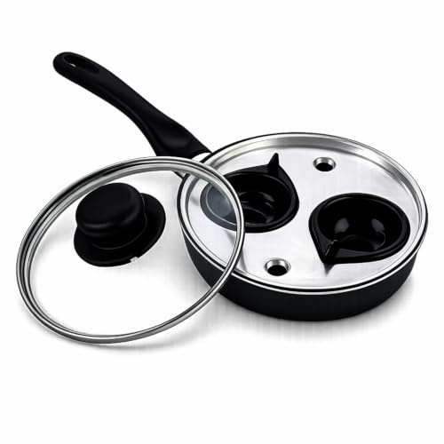 Egg Poacher Non stick Large Silicone Egg Poacher Cups Versatile Simplify Poached Eggs Durable with Safe Handle Breakfast Gourmet Meal Non-Stick Pan Poacher Caravan Camper Van Pan (2 Poacher)