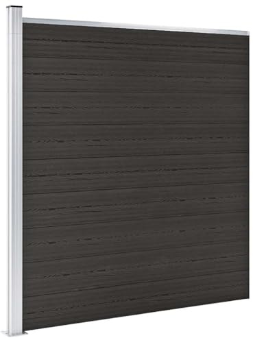 vidaXL Zaunelement Gartenzaun Sichtschutzzaun Lamellenzaun Windschutz Zaun Windschutzzaun Terrasse Stecksystem Lärmschutz WPC 175x186cm Schwarz