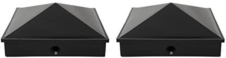 5x5 Nominal (4.5 x4.5) Plastic Pyramid Vinyl Fence Post Cap with Pre-Drilled Hole Black or White Multiple Quantities for Nominal 5 x 5 Posts (2, Black)