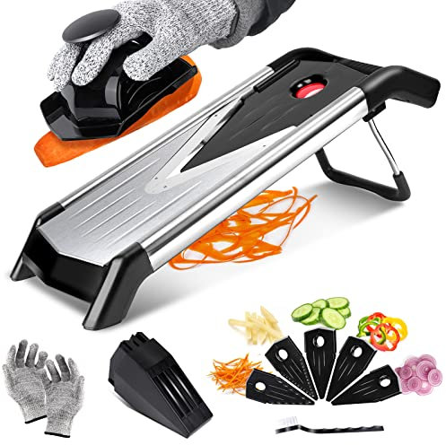 Midyb Mandoline Vegetable Slicer, Adjustable Mandoline Food Slicer with V Blades for Vegetables, Kitchen Mandolines Julienne Cutter Chopper for Potato, Onion, Fruit