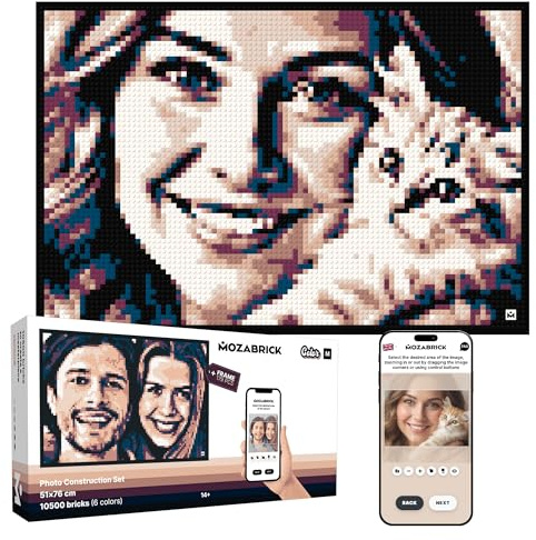 MOZABRICK Color M- Klemmbaustein Mosaik Bausatz, Eigenes Foto, personalisiertes Geschenk, Benutzerdefiniert, Bild Baukasten, Bauset, Pixel Art Kunst Steckbaustein Gemälde