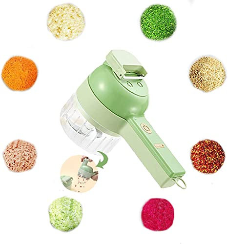 YLFC 4 in 1 Handheld Electric Vegetable Cutter Set, Vegetable Cutter, Portable Electric Vegetable Cutter Set, Mini Wireless Electric Garlic Masher for Kitchen Vegetable Cooking