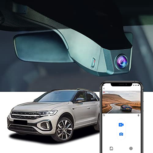 Fitcamx Dash Cam Kompatibel mit VW T-Roc 2017-2025, UHD Dashcam 4K 2160P Video WiFi, OEM Volkswagen Zubehör, Parkmodus, Loop-Aufnahm, G-Sensor, Nachtsicht, Plug & Play, WDR Autokamera, mit 64-GB-Karte