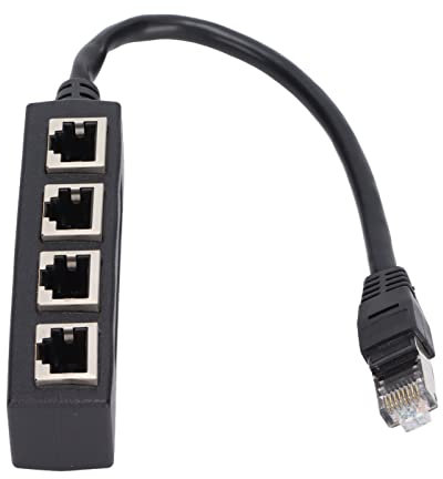 Yctze Powerline Network Ad, Ethernet Cable Split RJ45 Splitter Adapter 1 to 4 Port Smooth Transmission Excellent Connection Network Cable Adapter