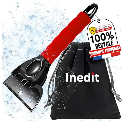 nedit Grattoir Pare Brise Voiture + Sac de Rangement Offert - Raclette Pare Brise Voiture - Gratte Pare Brise Voiture - Efficacité Garantie (Rouge)