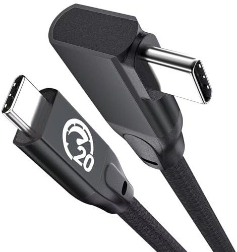 Câble USB C vers USB C 100W 1M, Coudé 90 Degrés Câble USB 3.2 Gen2x2 | 90 Degrés Câble USBC 20 Gbps Nylon Tressé, USB Type C Charge Rapide PD 4K@60Hz, pour iPhone 17 16, MacBook, Galaxy S26 S25