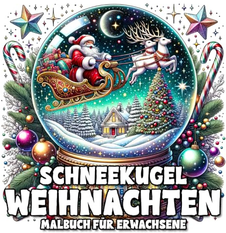 Schneekugel Weihnachten Malbuch für Erwachsene: Mit 101 Illustrationen von niedlichen Tieren, mythologischen Kreaturen und festlichen Urlaubsmomenten für gemütliche Winterentspannung