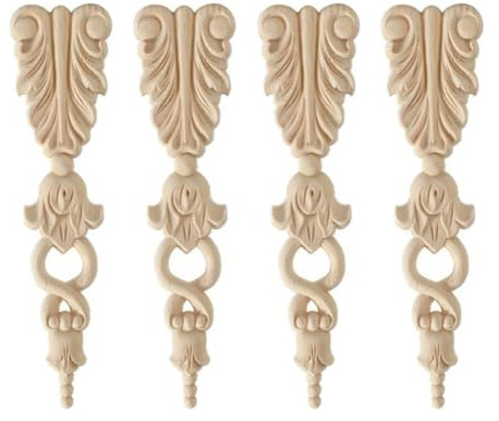4Pcs Vintage Holz Geschnitzte Onlay Abziehbilder, Holz Schrankaufkleber Geschnitzt Decal Holzschnitzerei Holzapplikation Geschnitzte Aufkleber Vintage Holz Ecke Onlay Holz Geschnitzt Ornamente