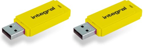 Integral 32GB Neon Yellow USB 2.0 Flash Drive (Pack of 2)