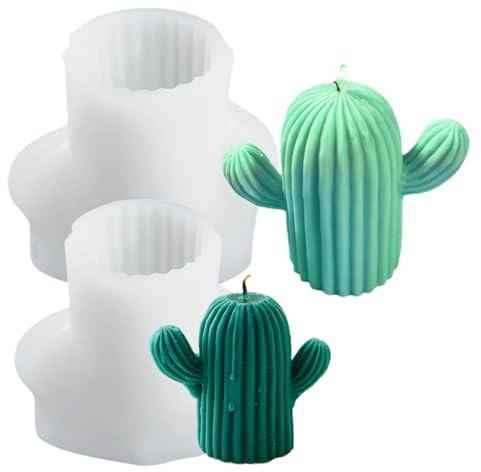 2 Stück Kerzen Silikonform Kaktus Silikonformen Gießformen Silikonformen Gießform Frühling Silikon Kerzen Gießform Ostern/Muttertag/Vatertag/Geburtstag/Weihnachten (KaktusA)