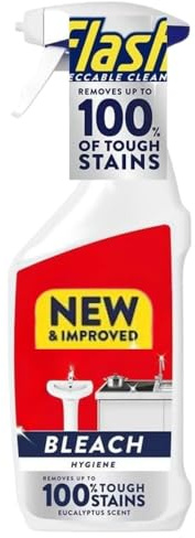 Flash Bleach Impeccable Clean Hygiene Tough Stain Remover Eucalyptus 500ml x 1, Multi Purpose Cleaner Spray Bathroom Kitchen with Welari Thank You Card | (1pack)