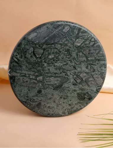 Samyuktha Handmade Marble Chakla for Roti Maker Kitchen Utensil Heavy Dual, 9 Inch (Green)