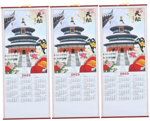 DIYEAH 3stücke Chinese Snake Year Wandkalender Hochauflösender Dekorativer Monatskalender Im Vintage-stil Für Zuhause Und Büro Vielseitig Einsetzbar Als Wanddekoration Oder