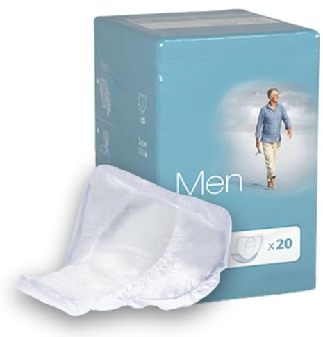 AMD Compresas de Incontinencia para Hombres. Compresas Masculinas Tecnología Avanzada Sistema Antiolor. Bolsa de 20 unidades.